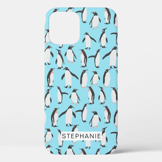 Coques Case-Mate iPhone Pingouins dans le motif de neige (Verso)