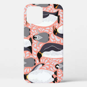 Case-Mate iPhone Case Pingouins empereurs, petits, motif décoratif rose.