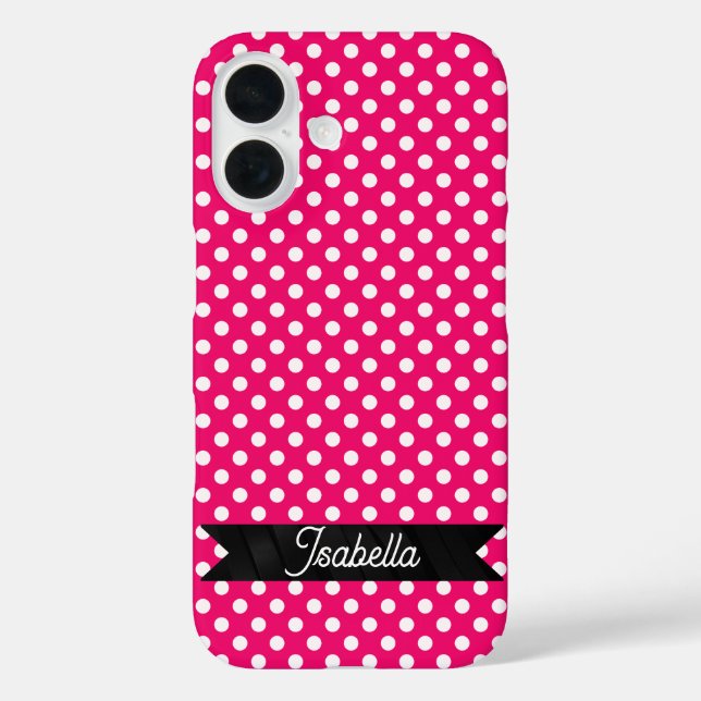 Coques Case-Mate iPhone Pink and White Polka dots (Verso)