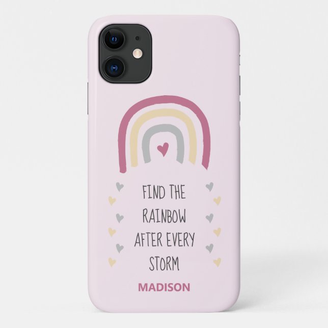 Coques Case-Mate iPhone Pink Find Rainbow après Storm nom personnalisé (Dos)