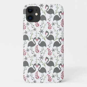 Case-Mate iPhone Case Pink flamingo seamless pattern flowers, leaves