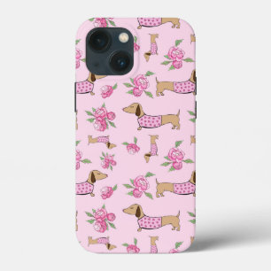 Case-Mate iPhone Case Pink Floral Dachshund Téléphone à thème