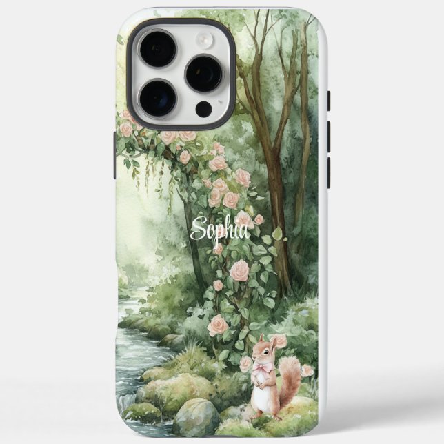 Coques Case-Mate iPhone Pink Floral Forest Squirrel (Verso)
