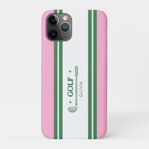 Case-Mate iPhone Case Pink & Green Striped cadeau rétro personnalisé