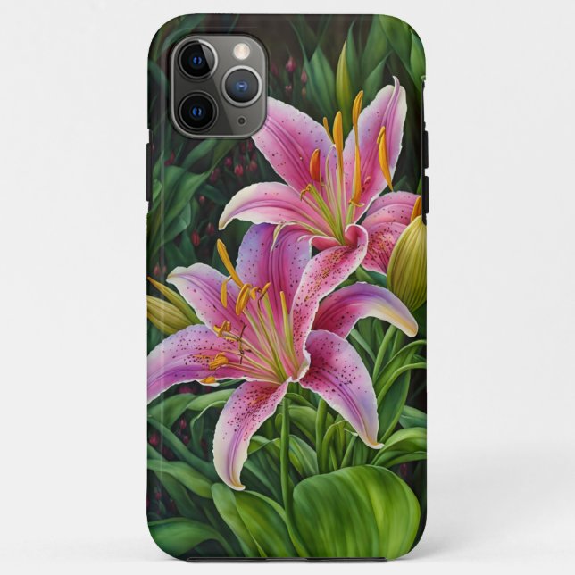 Coques Case-Mate iPhone Pink Lily Flower Garden Art Téléphone (Dos)