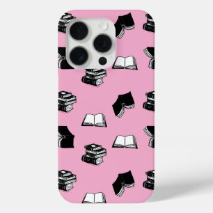 Coque iPhone 15 Pro Pink Modern Boish Bibliophile Motif de livre