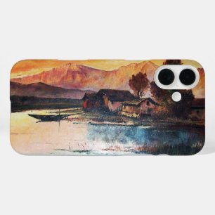 COQUES iPhone 16 PLUS PINK MOUNTAINS LAC ALPINE SUNSET PAYSAGE