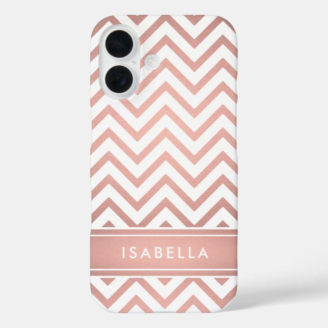 Coques Case-Mate iPhone Pink Ombre Chevron Motif Simple Moderne Monogramme (Verso)