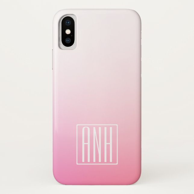 Coques Case-Mate iPhone Pink Ombre Gradation et vos initiales (Dos)