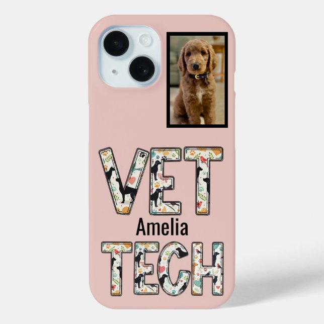 Coques Case-Mate iPhone Pink Pet Photo Vet Tech Nom (Verso)