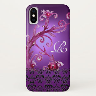 Case-Mate iPhone CASE PINK PURPLE SWIRLS, BERRIES FLORAL DAMASK MONOGRAM