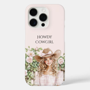 Coques iPhone 16 Pro Pink Rose Floral clôture cowgirl