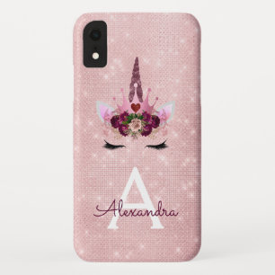 Case-Mate iPhone Case Pink - Rose Gold Unicorn Sparkle Princess Monogram