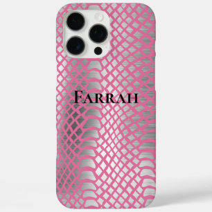 Coques iPhone 16 Pro Max Pink Silver Snake Print