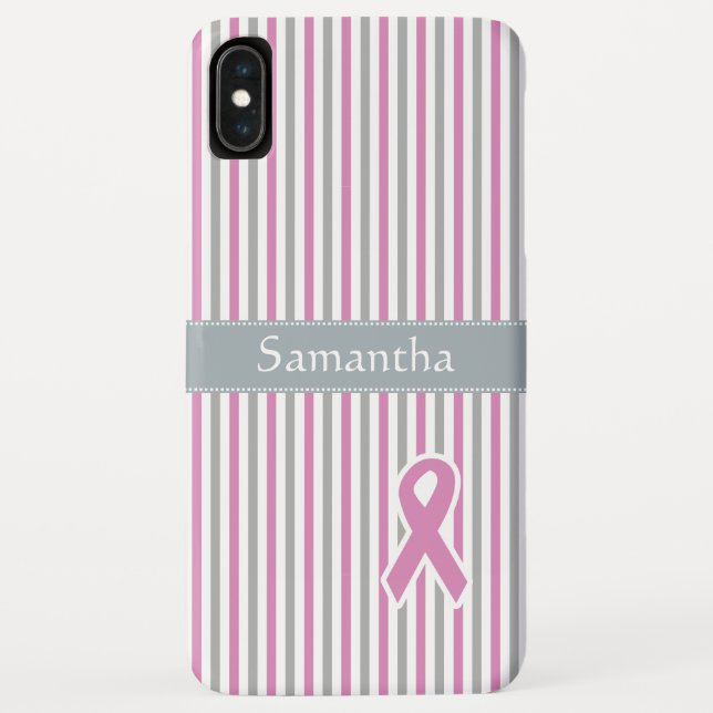 Coques Case-Mate iPhone Pink & Silver Stripes personnalisé monogramme coqu (Dos)