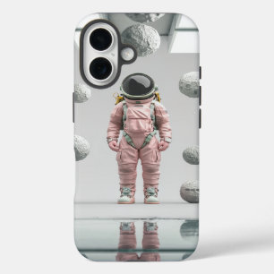 Coques iPhone 16 Pink Space Explorer - Astronaute en dessin animé