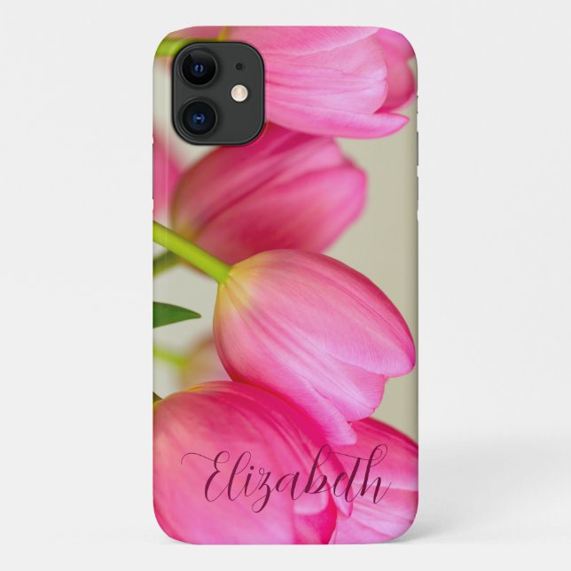 Coques Case-Mate iPhone Pink Tulips Personalize (Dos)