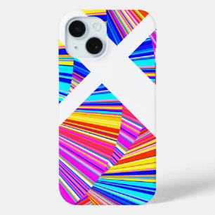 Coque Pour iPhone 15 Pink violet jaune bleu tendance Motif Abstrait