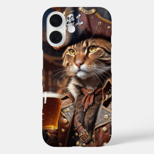 Coques iPhone 16 Pirate cat avec bière