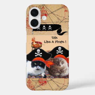 COQUES iPhone 16 PIRATE CATS PIRATES PIRATES ANCIENS CARTES DE TRÉS