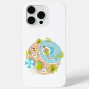 Coque iPhone 15 Pro Max Piscine mec sur la plage tropicale estivale vacanc