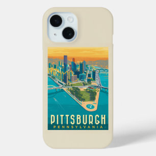 Coque Pour iPhone 15 Pittsburgh, PA Vue oeil d'oiseau
