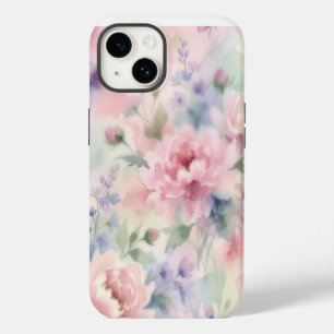 Coque Pour iPhone 14 Pivoine Florale Aquarelle Rose Clair