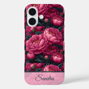 Coques iPhone 16 Pivoine personnalisée, cadeau de Noël classique