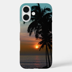Coques iPhone 16 Pix-Dezines hawaii/coucher de soleil/plage