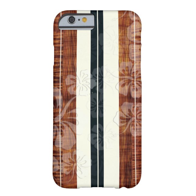 Coques Case-Mate iPhone Pix Dezines Surf Board/Hibiscus/Faux Koa (Dos)