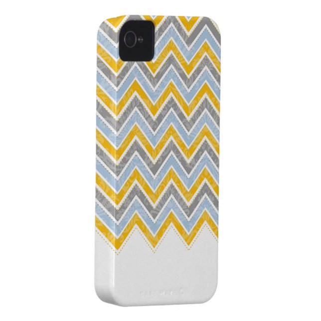 Coques Case-Mate iPhone PixDezines Chevron Blue+Yellow (Dos/Droit)
