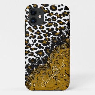 Etui iPhone Case-Mate PixDezines taches léopard/faux dentelle