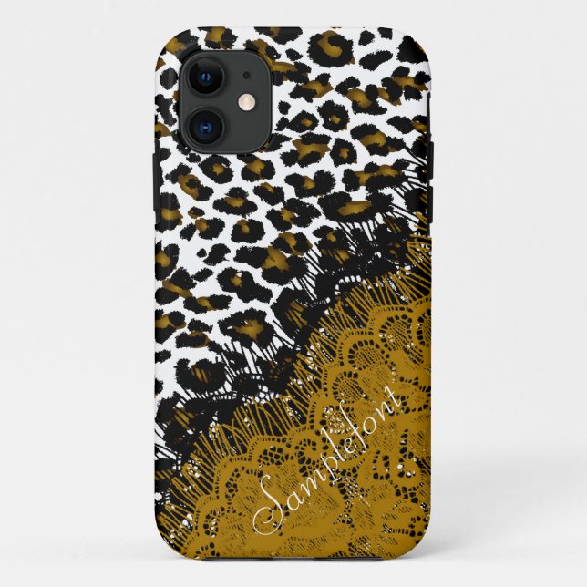 Coques Case-Mate iPhone PixDezines taches léopard/faux dentelle (Dos)