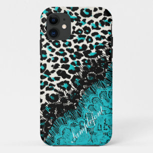 Coque iPhone 11 PixDezines taches léopard/faux dentelle