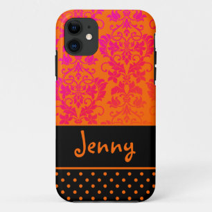 Coque iPhone 11 PixDezines Tanza Damask/JO+rose+noir/DO-IT-YOURSEL