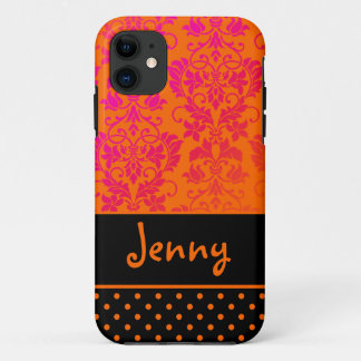 Coque iPhone 11 PixDezines Tanza Damask/JO+rose+noir/DO-IT-YOURSEL