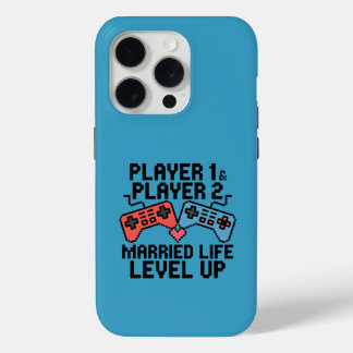 Coque iPhone 15 Pro Pixel Gaming Couple Level Up Design