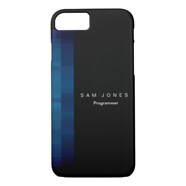 Coques Case-Mate iPhone Pixel noir moderne N bleu (Dos)