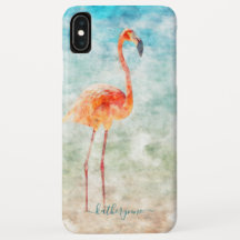 Plage de Flamant rose d'aquarelle tropicale