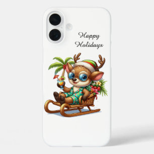 Coques iPhone 16 Plus Plage de Noël festive rène personnalisable