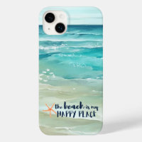 Plage Happy Place Watercolor Waves Coastal