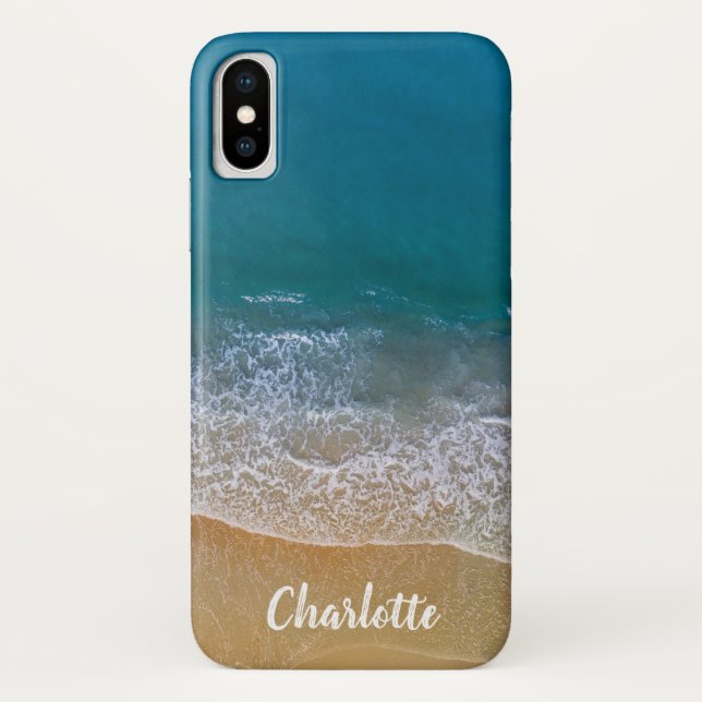 Coques Case-Mate iPhone Plage tropicale Blue Ocean Sand Waves Nom (Dos)