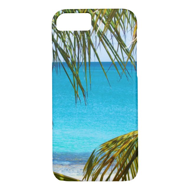 Coques Case-Mate iPhone Plage tropicale encadrée de palmiers (Dos)