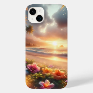 Coque Pour iPhone 14 Plus Plage tropicale enchantée avec Hibiscus magique