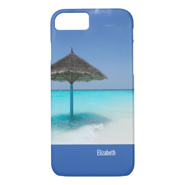 Coques Case-Mate iPhone Plage tropicale pittoresque avec parapluie de chau (Dos)