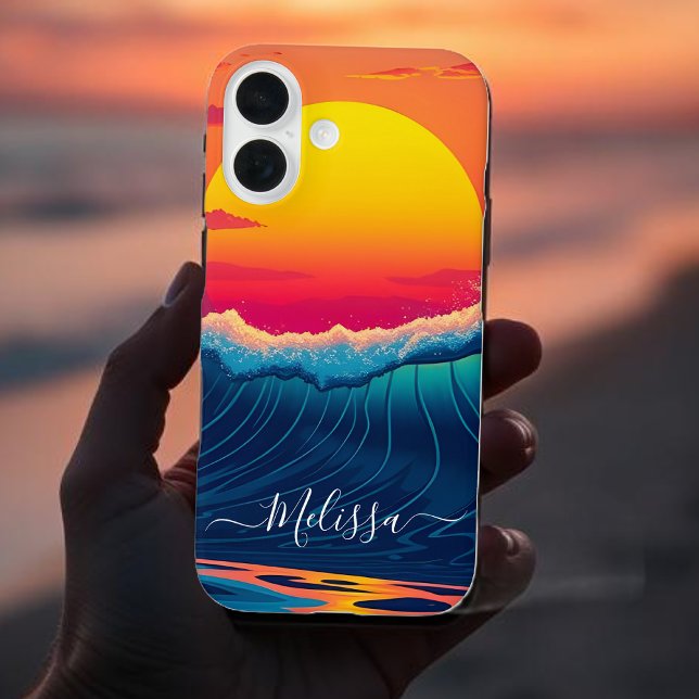 Coques Case-Mate iPhone Plage-Vague-Coucher-Coucher Personnalisée- (Custom Sunset Wave-Beach- Case-Mate iPhone Case )