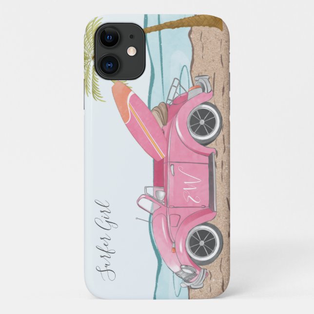 Coques Case-Mate iPhone Plage Voiture Rose Surfer Girl (Dos)