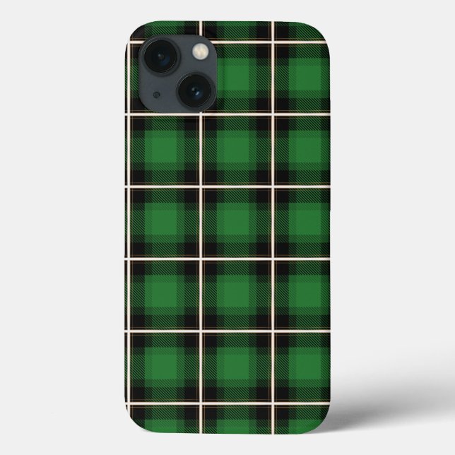 Coques Case-Mate iPhone Plaid À damiers Festive vert, blanc et laiton (Verso)