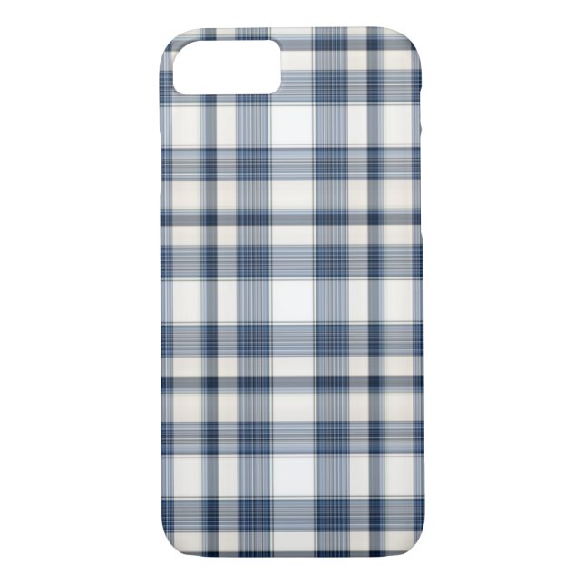 Coques Case-Mate iPhone Plaid blanc bleu 1 (Dos)