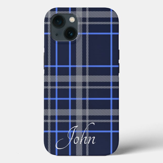 Coques Case-Mate iPhone Plaid bleu élégant  (Verso)